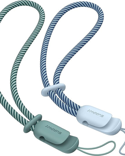 SURPHY 2 Pack Phone Lanyard for Cellphone Case, Phone Wrist Strap for Case, Cellphone Strap with 2-Color Braided, Charm Wrist Lanyard for Women and Men, Cloud Blue & Green