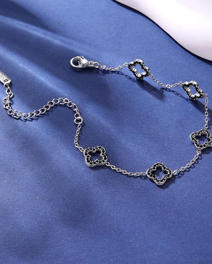 CLAIRETTE Premium PVD Gold-Plated Clover Lucky Bracelet for Women Flower Four Leaf Link Bracelets Trendy Jewelry Gifts for Women