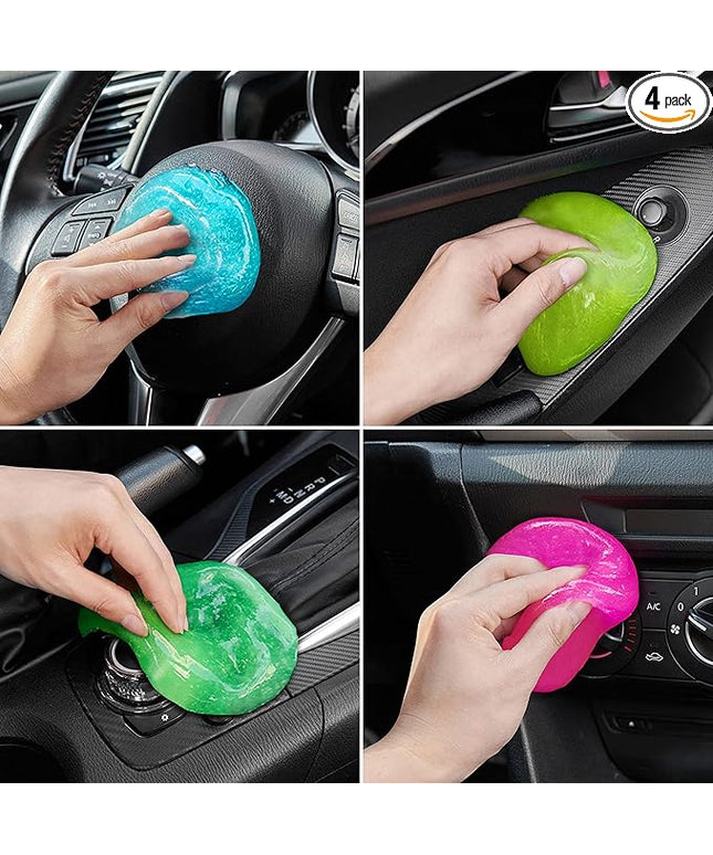 Car Cleaning Gels 4-Pack, Car Cleaning Putty Universal Auto Detailing Tools Car Interior Cleaner, Dust Cleaning Slime, Car Accessories for Car Vents & Keyboards, Clean Supplies– 320g (2.8oz/pcs)