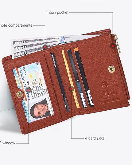 Oak Leathers Wallet For Women Full Grain Leather - Small RFID Coin Purse Credit Card & ID Holder for Ladies,Bifold Wallets for Teenager | Small, RFID, Coin Purse, for Ladies, for Teenager