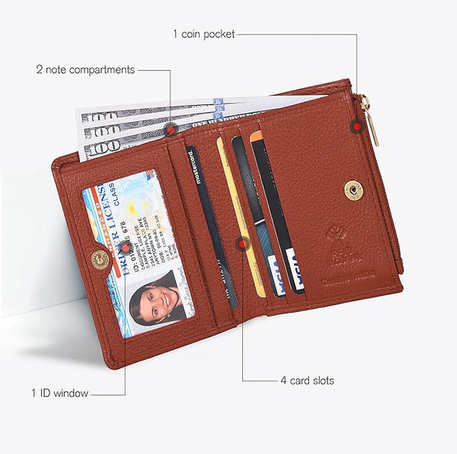 Oak Leathers Wallet For Women Full Grain Leather - Small RFID Coin Purse Credit Card & ID Holder for Ladies,Bifold Wallets for Teenager | Small, RFID, Coin Purse, for Ladies, for Teenager