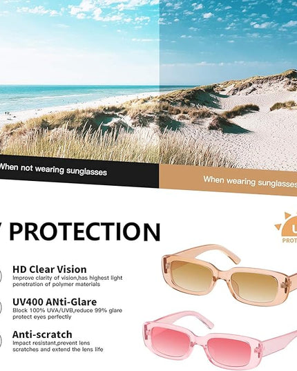 KUGUAOK Retro Rectangle Sunglasses Women and Men Vintage Small Square Sun Glasses UV Protection Glasse