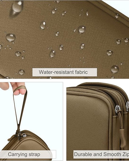 FYY Electronic Organizer, Travel Cable Organizer Bag Pouch Electronic Accessories Carry Case Portable Waterproof Double Layers All-in-One Storage Bag for Cable, Cord, Charger, Phone, Earphone Brown