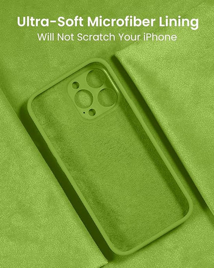 FireNova Designed for iPhone 15 Pro Max Case, Silicone Upgraded [Camera Protection] Phone Case with [2 Screen Protectors], Soft Anti-Scratch Microfiber Lining Inside, 6.7 inch, Sprout Green