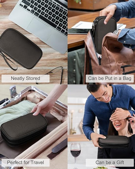 FYY Electronic Organizer, Travel Cable Organizer Bag Pouch Electronic Accessories Carry Case Portable Waterproof Double Layers All-in-One Storage Bag for Cable, Cord, Charger, Phone, Earphone Coffee