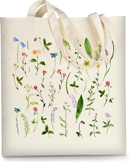 AUSVKAI Canvas Tote Bag Aesthetic for Women, Cute Reusable Cloth Cotton Bags for College Shopping Beach Grocery Trendy Gifts