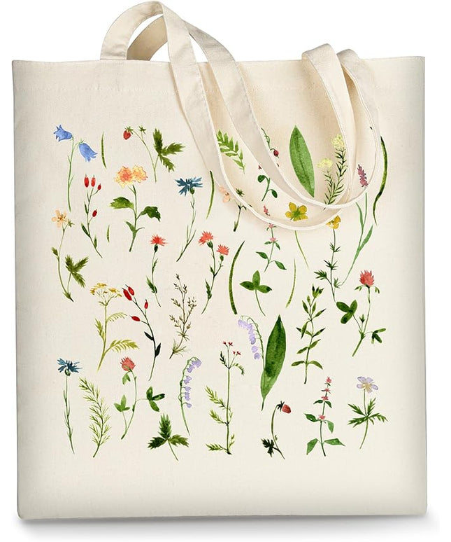 AUSVKAI Canvas Tote Bag Aesthetic for Women, Cute Reusable Cloth Cotton Bags for College Shopping Beach Grocery Trendy Gifts