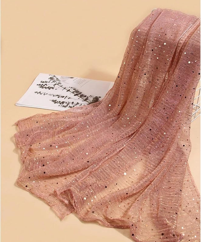 Floerns Women's Sequin Bandana Square Scarf Silk Scarves Mesh Shawl and Wrap for Evening Dresses