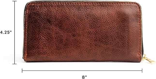 Portland Leather Goods Women's Accordion Zip Wallet – Handcrafted in Durable, Full-Grain Leather – 8 Card Slots & Secure Zippered Pocket – Nutmeg