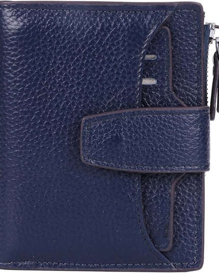 AINIMOER Women's RFID Blocking Leather Small Compact Bi-fold Zipper Pocket Wallet Card Case Purse with id Window