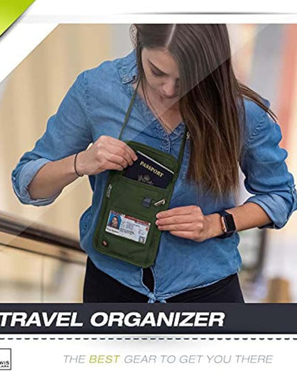 Lewis N. Clark Men's RFID Blocking Stash Wallet, Travel Neck Pouch Passport Holder for Women & Men, Olive, One Size