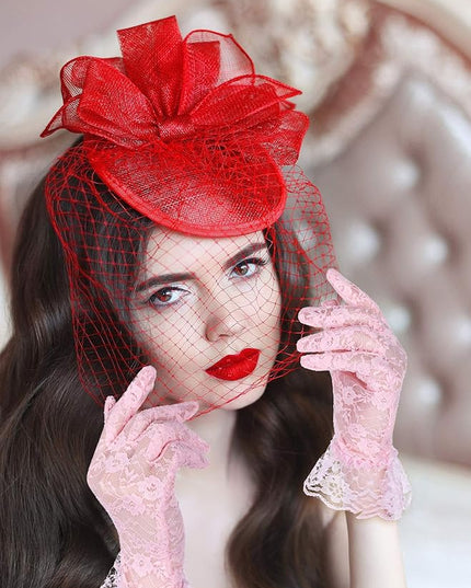 SATINIOR Ladies Lace Gloves for Women Tea Party Elegant Short Courtesy Gloves for Wedding Dinner Opera Parties