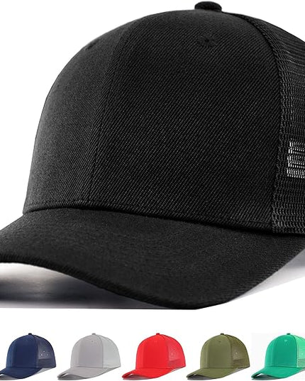 Mesh Snapback Hat (M/L/XL/XXL) - Blank Structured Men's Trucker Hats-Baseball Caps - Adjustable Ball Cap