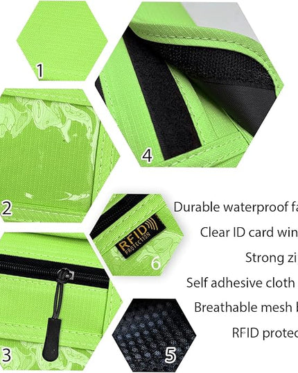 RFID Blocking Travel Neck Wallet Pouch and Passport Holder, Travel Neck Pouch Passport Holder for Women & Men - Green