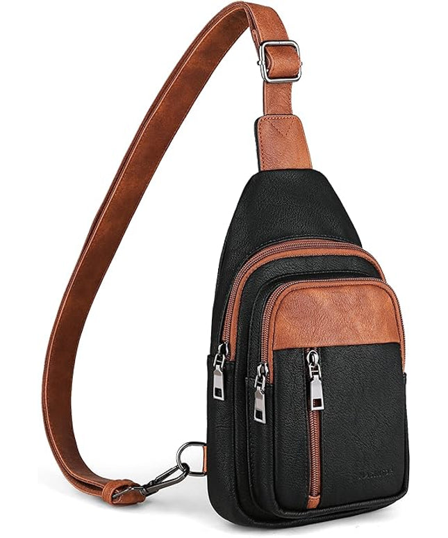 MASINTOR Sling Bag for Women - Crossbody Bags Fanny Pack with Vegan Leather - Adjustable Sling Backack for Travel