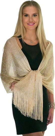 ShineGlitz Shawls and Wraps for Evening Dresses, Metallic Glitter Shawls for Women, Sparkling Wedding Giving Shawl Gift
