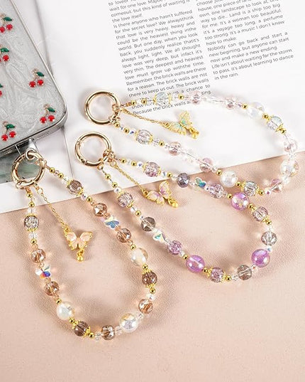 Phone Charm for Women, Anti-Theft Phone Wrist Strap Hands-Free & Beaded Chain,Tether Tab