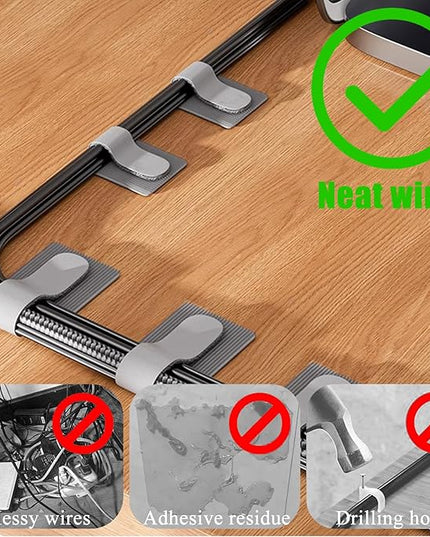 80PCS Hook and Loop Cable Ties, Hook and Loop Cable Straps, Under Desk Cable Management, Adhesive Cable Clips, Sticky-Back Cord Organizer for Desk, Household & Office Organization (Black)