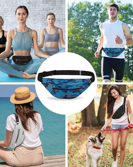MAXTOP Large Crossbody Fanny Pack with 4-Zipper Pockets,Gifts for Enjoy Sports Festival Workout Traveling Running Casual Hands-Free Wallets Waist Pack Phone Bag Carrying All Phones