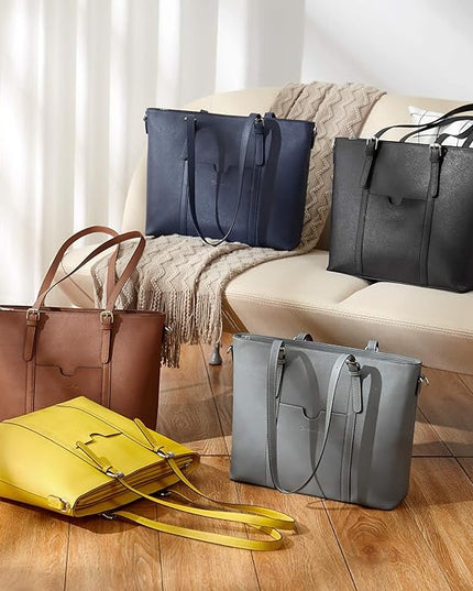 BOSTANTEN Leather Laptop Bag Work Tote for Women Shoulder Handbag Briefcase 15.6 inch Satchel Computer Bag