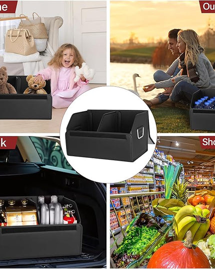JEYODA Suede Leather Trunk Organizer, Large Capacity Soft Car Organizers and Storage,foldable,with lip, for Car SUV/Jeep/Sedan/Home/Camping (Grey,Small)