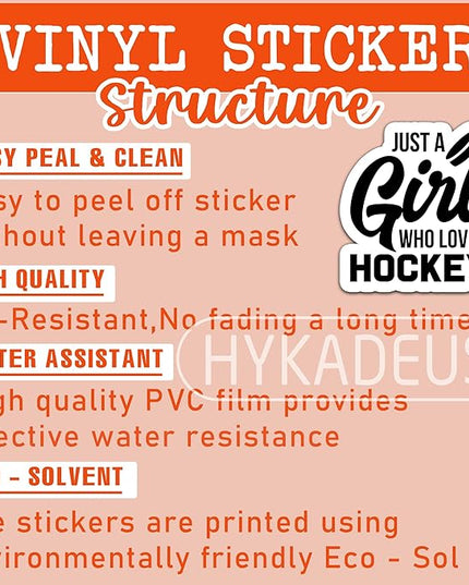 (3Pcs) Just a Girl Who Loves Hockey Sticker Decals for Books, Laptops, Phones, Tumblers, Water Bottles, Waterproof Vinyl Decal, Hockey Gifts for Teen Girls, Team, Hockey Fan, Size 3 x 2.8 Inch