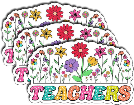 (3Pcs) Teachers Floral Stickers Inspirational Funny Humor Education Student School Graduation Appreciation Gifts Waterproof Vinyl Decal Kindle Water Bottle Bumper Car Hard Hat Phone Laptop 3x2