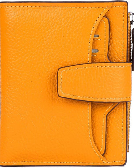 AINIMOER Women's RFID Blocking Leather Small Compact Bi-fold Zipper Pocket Wallet Card Case Purse with id Window