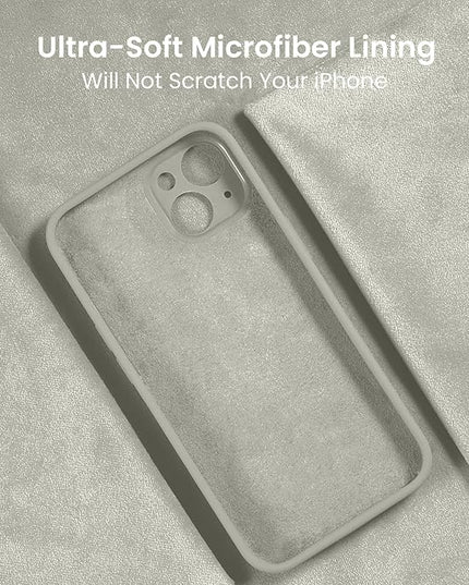 FireNova Designed for iPhone 15 Plus Case, Silicone [Camera Protection] Case with [2 Screen Protectors], Soft Anti-Scratch Microfiber Lining Inside, 6.7 inch, Stone