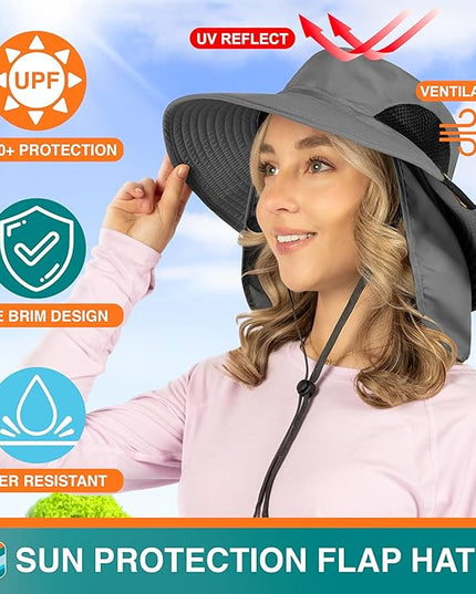SUN CUBE Wide Brim Sun Hat Men Women, Fishing Hats Sun UV Protection, Mens Hiking Bucket Hat Safari Beach Boonie, UPF 50+