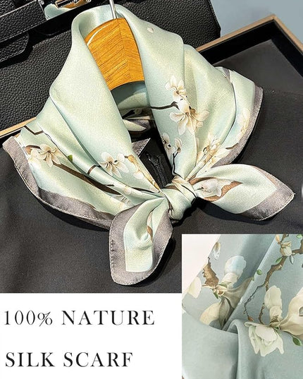100% Mulberry Silk Scarf for Women Hair Lightweight Square Neckerchief Wrap For Head Scarves 21"