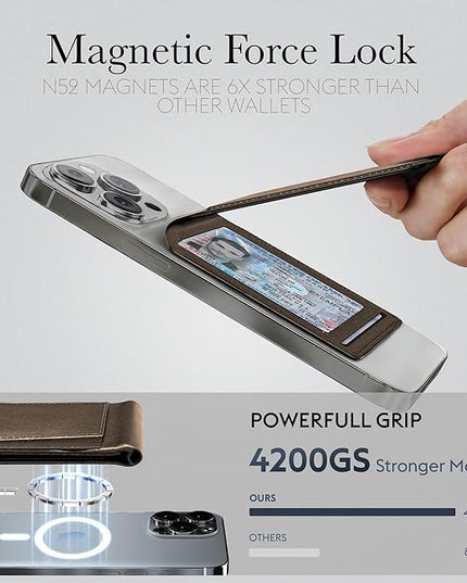 Genuine Leather Magsafe Wallet,10 Card Holder With Stand, Slim Magnetic Wallet Mag Safe for iPhone,Compatible With iPhone 17/16/15/14/13/12 Series and Selected Samsung Devices Apple Accessories, Brown