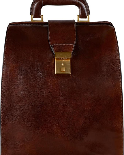 Time Resistance Leather Backpack for Men and Women - Business Rucksack Laptop Bag (Brown)