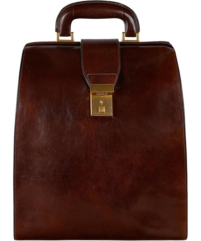 Time Resistance Leather Backpack for Men and Women - Business Rucksack Laptop Bag (Brown)