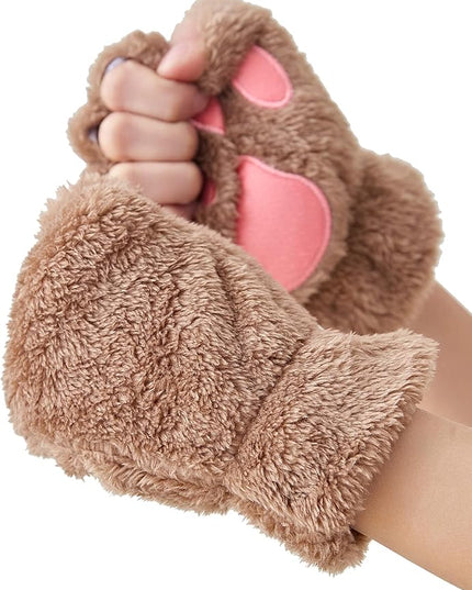 Cat Paws Gloves Fingerless Bear Furry Paw Cute Hand Gear Cosplay Costume Accessories