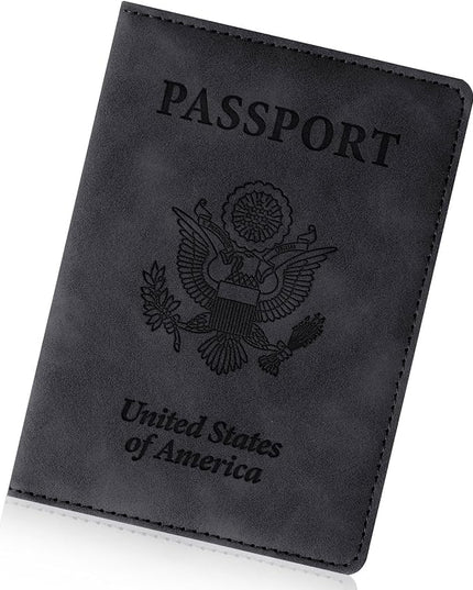 Passport Holder for Travel Essentials,RFID Blocking Passport Cover Wallet Card Case for Women and Men (Black)