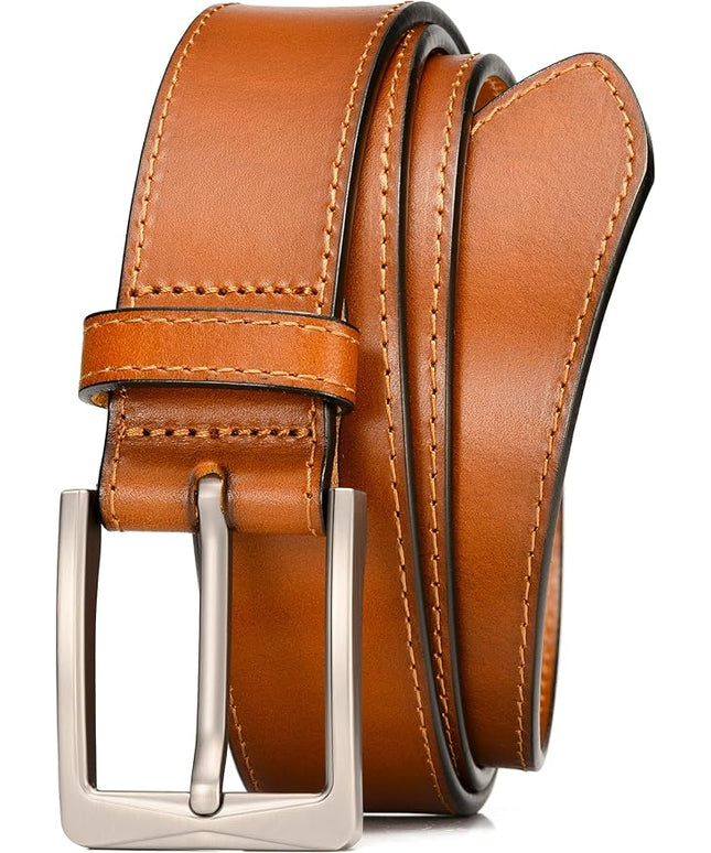 WOLFANT Men's 35mm Dress Casual Belt,100% Italian Full Grain Real Solid Leather