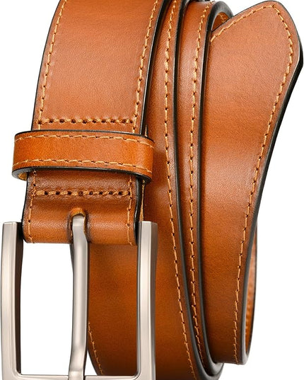 WOLFANT Men's 35mm Dress Casual Belt,100% Italian Full Grain Real Solid Leather
