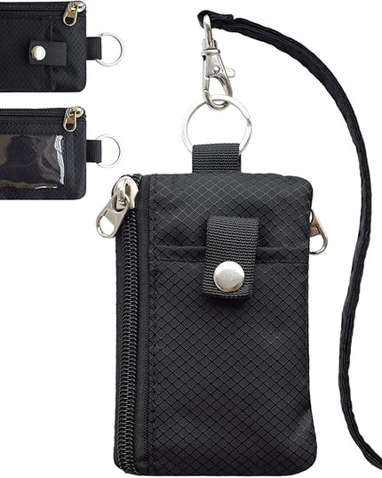 Minimalist RFID Blocking Small Wallet with ID Window,WaterResistant Zip Id Case Wallet with Lanyard Keychain for Cards,Cash,Travel,Women,Men