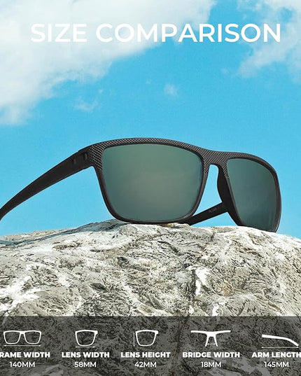 KALIYADI Polarized Sunglasses for Men, Lightweight Sun Glasses with UV Protection for Driving Fishing Golf