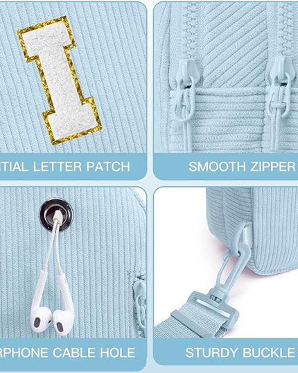 Viverte Small Corduroy Sling Bag Initial Crossbody Bag Fanny Pack for Girls Personalized Birthday Gifts for Teen Girls Gifts