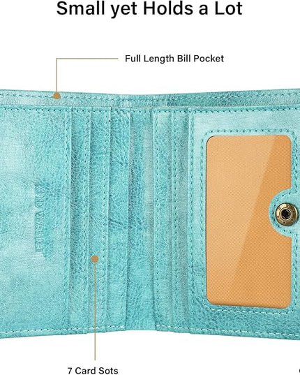 Lavemi Ultra Thin Small Compact Leather Womens Girls Wallets RFID Blocking Credit Card Holder for Women