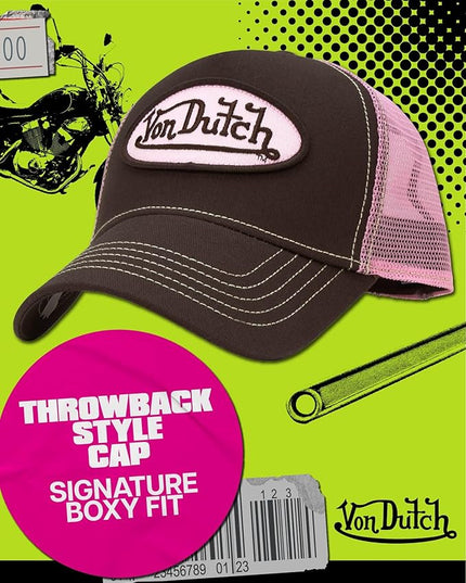 Von Dutch Unisex Trucker Hat - Curved Bill Mesh Back Retro Classic Adjustable Snapback Baseball Cap for Men and Women