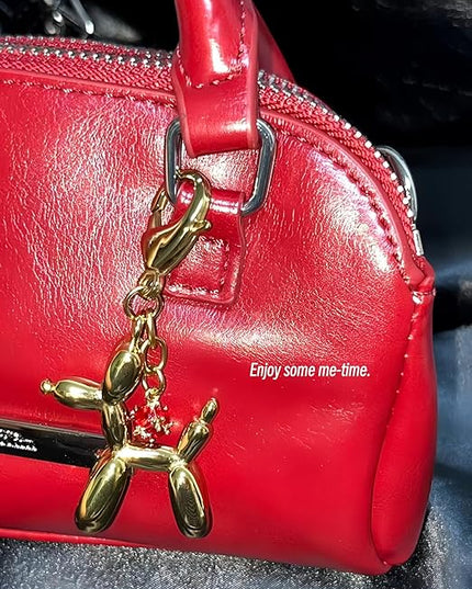 Balloon Dog Keychain, Stainless Steel Elegant Golden Bag Charms for Adults