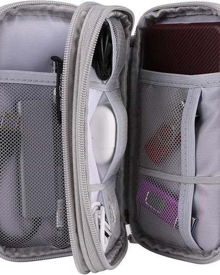JIAKAI Travel Cable Organizer - Electronics Accessories Bag(Double Layer - Grey)