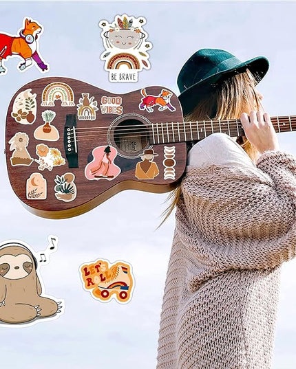 300 PCS Aesthetic Boho Stickers, Cute Vinyl Waterproof Stickers for Water Bottles Laptop Phone Journaling Scrapbook Junk Journal, Scrapbooking Supplies Kit, Sticker Packs for Adults Teens