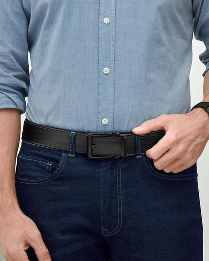 JUKMO 1.5" (38mm) Leather Ratchet Belt for Men in Gift Box
