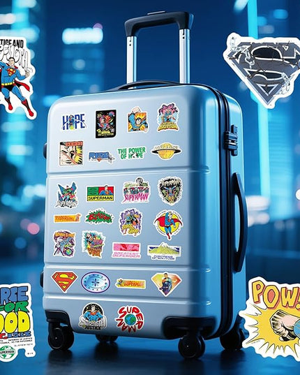 Superman Stickers Pack – 50PCS Superhero Vinyl Decals for Kids, Teens, Adults, Waterproof Sticker Decals for Laptop, Water Bottle, Skateboard, Luggage, Phone, Notebook, Party Favors & Gifts