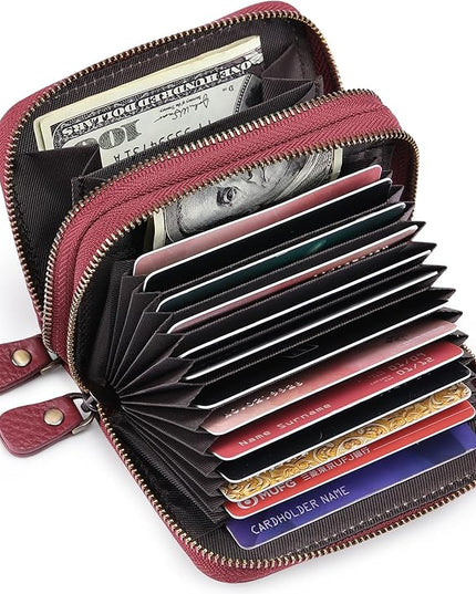 GOIACII Small Genuine Leather Wallet for Women, RFID Blocking Credit Card Holder Wallet
