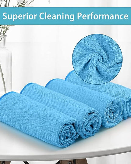 HOMEXCEL Blue Microfiber Cleaning Cloth, 100 Pack Cleaning Towels for Kitchen, Lint Free, Scratch-Free, Highly Absorbent, and Reusable Cleaning Rags for House, Window and Glass, Cars, 11.5 X11.5 inch